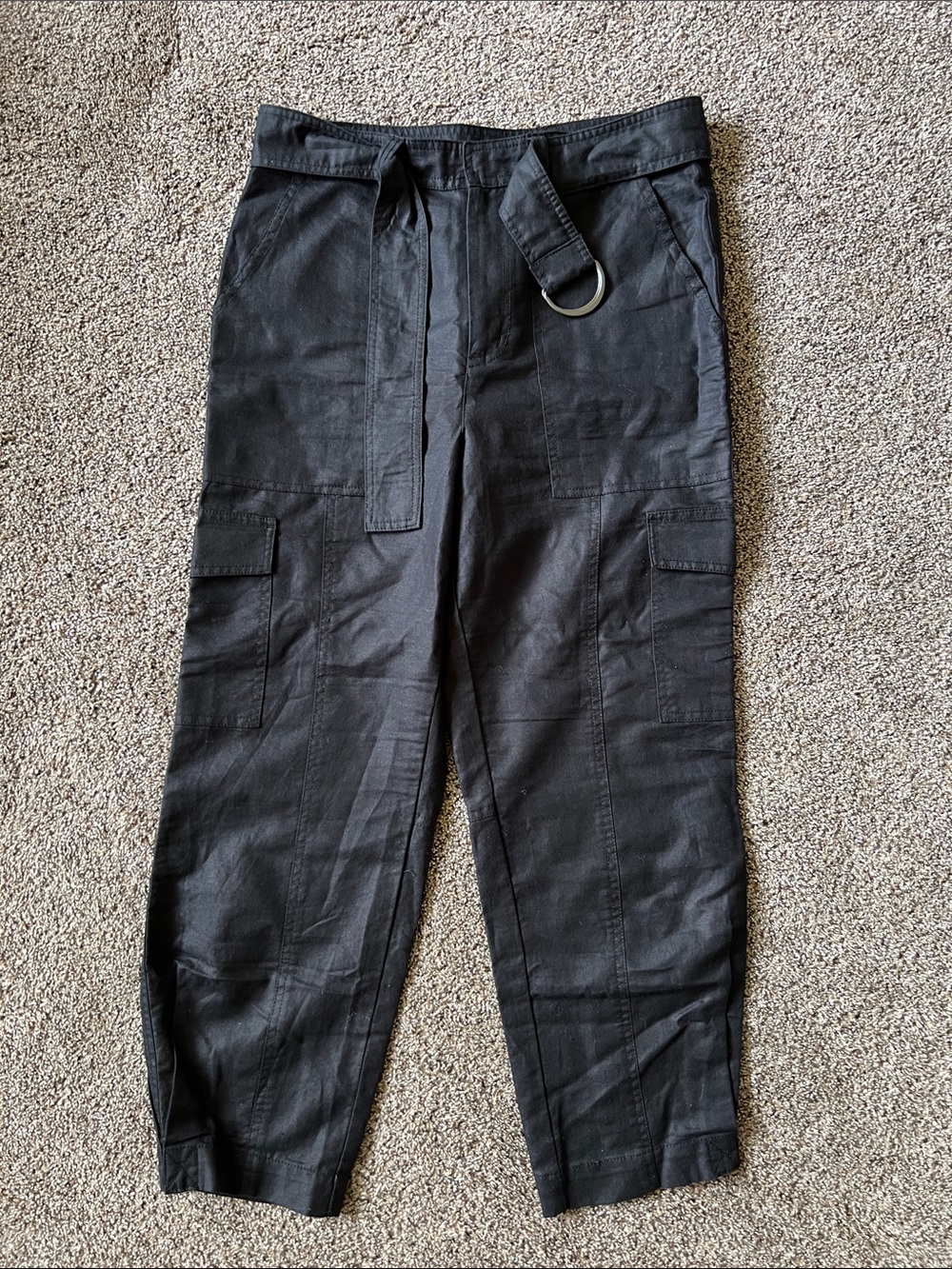 Quince cotton linen twill cargo pant black
Size M women’s